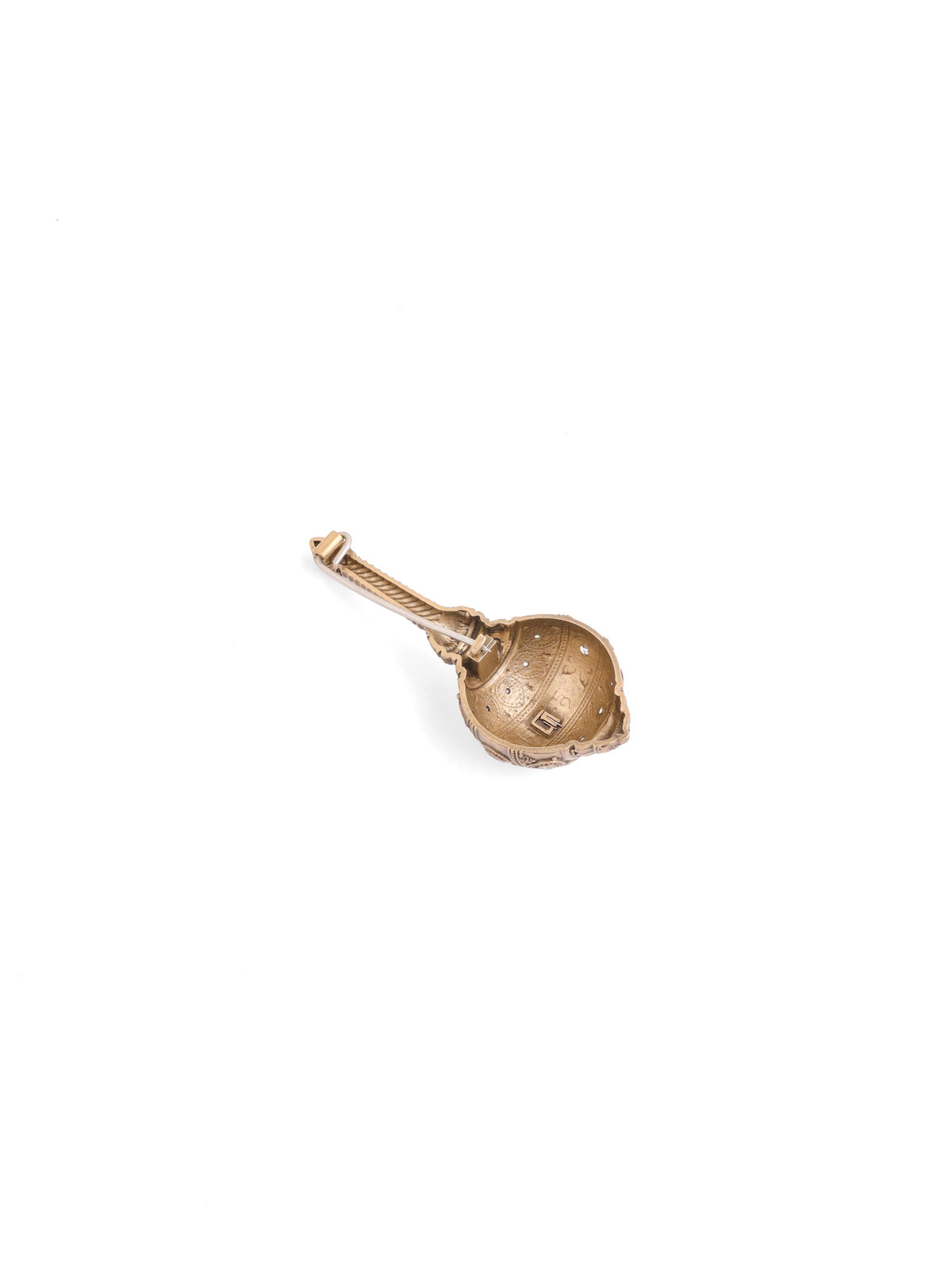 The Hanuman Naam Royal Gada brooch - antique gold brooch for men with hanuman naam royal gada motif, back view