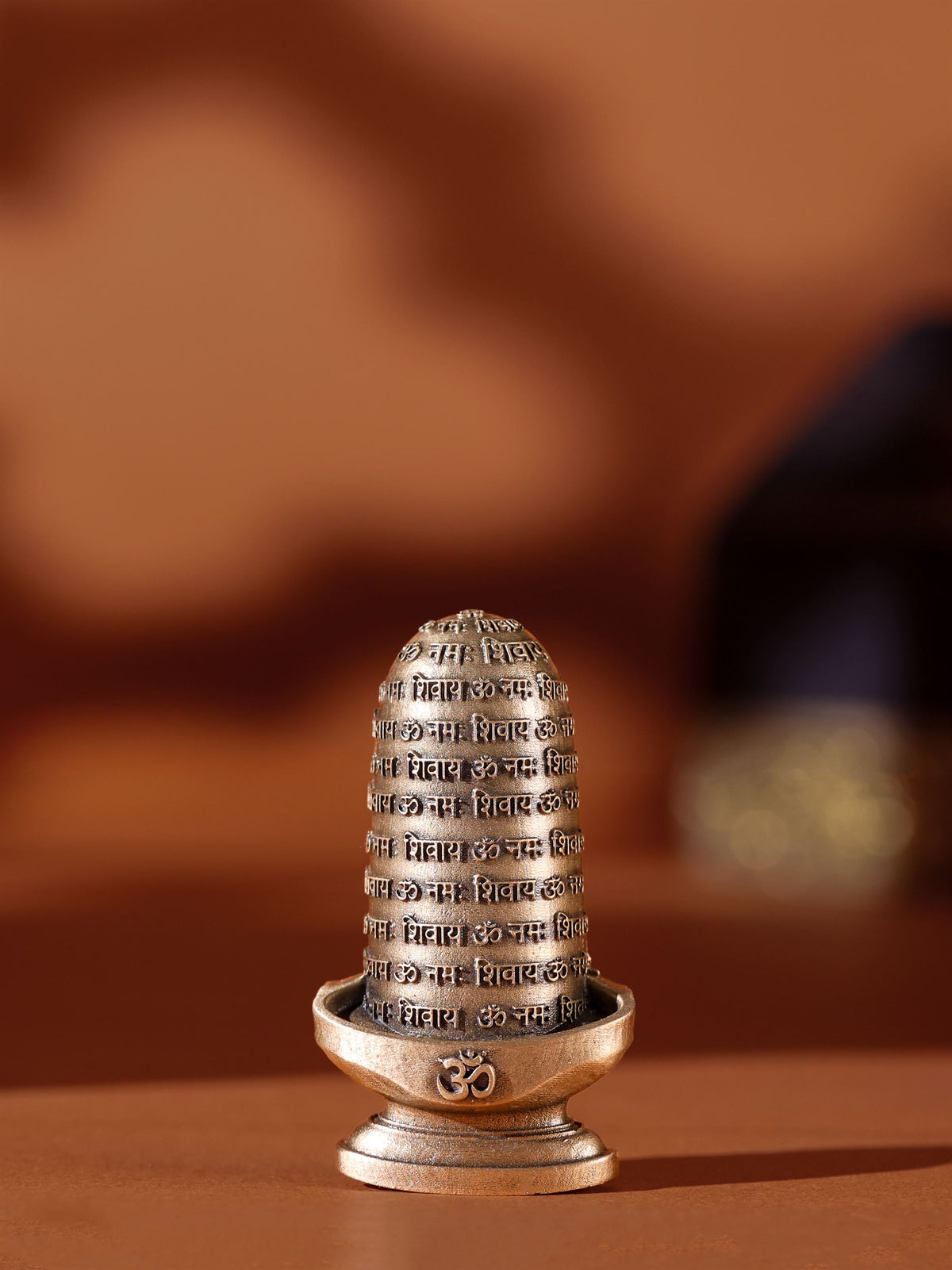 Shiv Mantra brooch - antique gold brooch for men with shiv mantra motif, worn on outfit