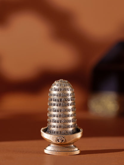 Shiv Mantra brooch - antique gold brooch for men with shiv mantra motif, worn on outfit