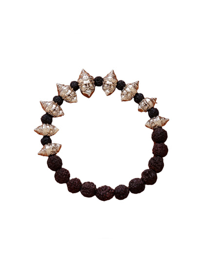 Lankesh Veer bracelet - antique gold bracelet for men with lankesh veer motif, top view