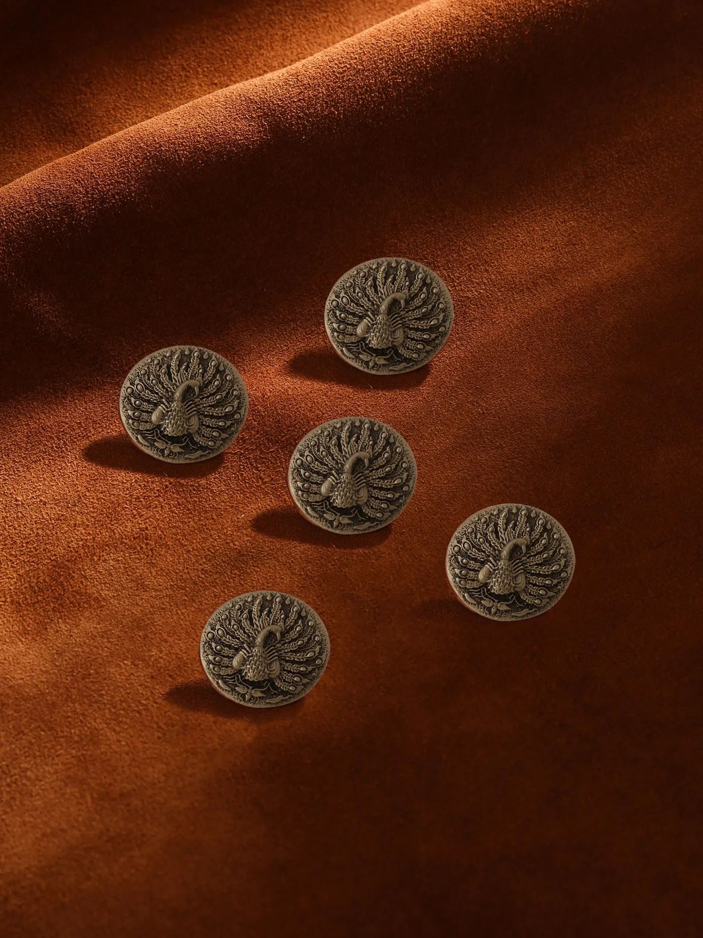 Silver Peacock Button