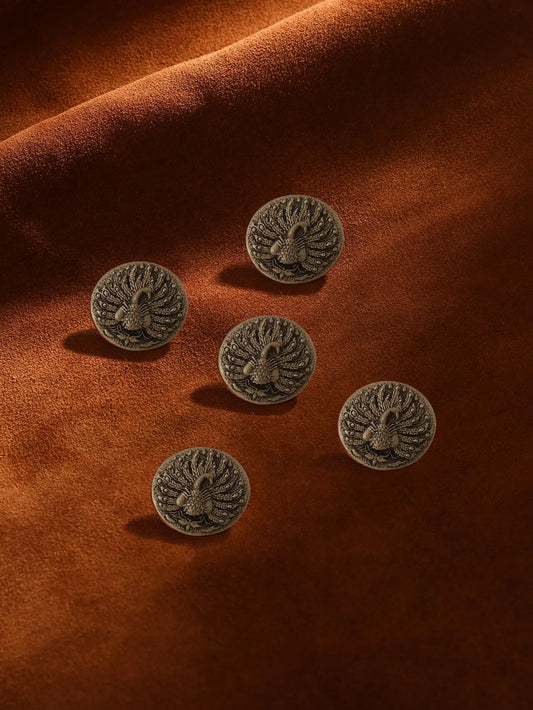 Silver Peacock Button