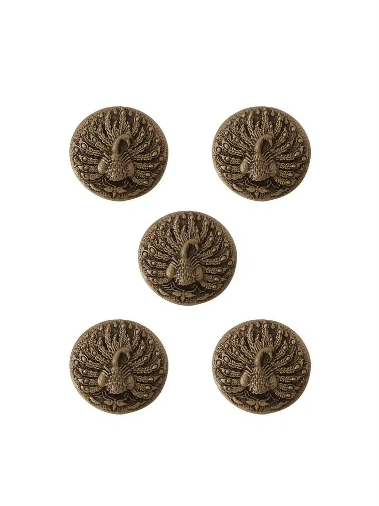 Silver Peacock Button