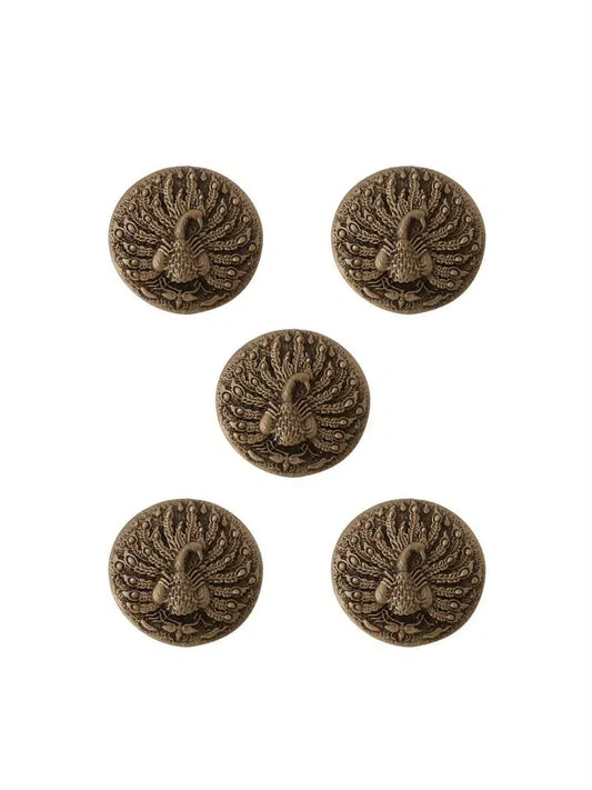 Silver Peacock Button