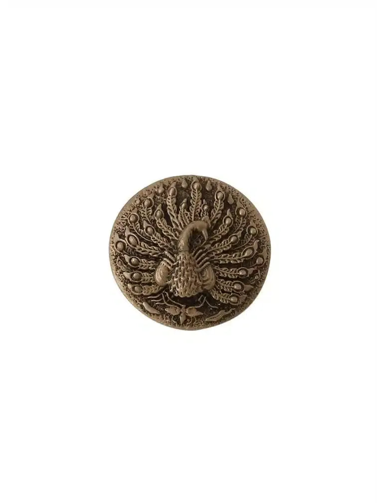 Silver Peacock Button