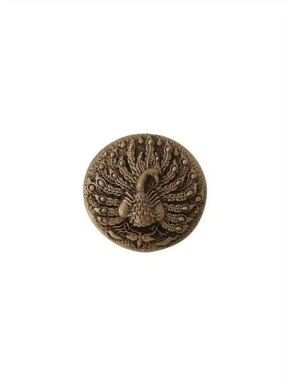 Silver Peacock Button