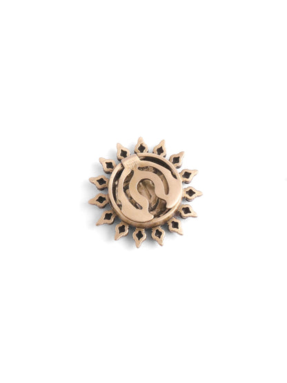Divine Shri Ram button Cover - antique gold accessory for men with divine shri ram cover motif, side view