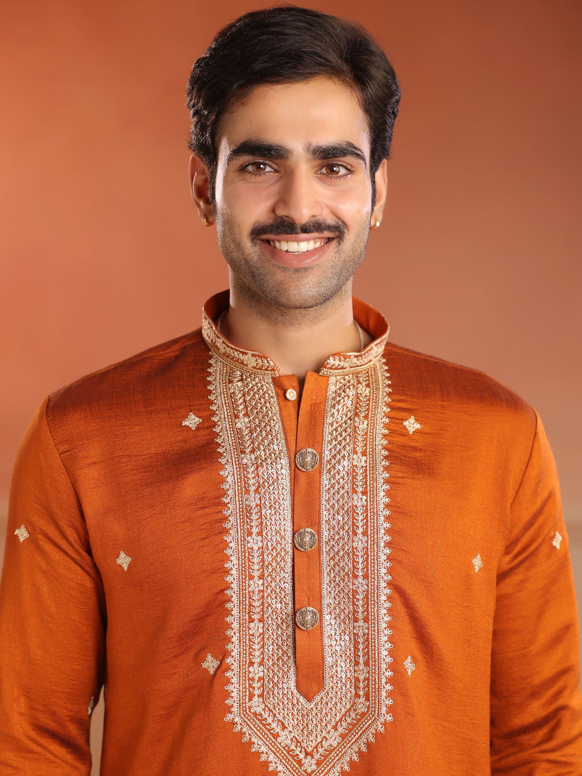 Lankesh Crest button Cover - antique gold accessory for men with lankesh crest cover motif, worn on outfit