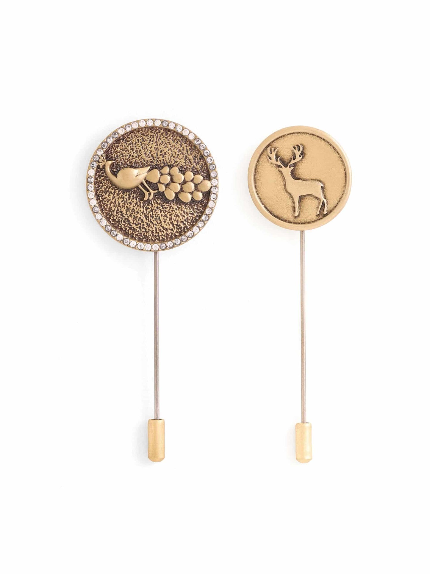 Peacock &amp; Stag Lapel Pin Duo Gift Set