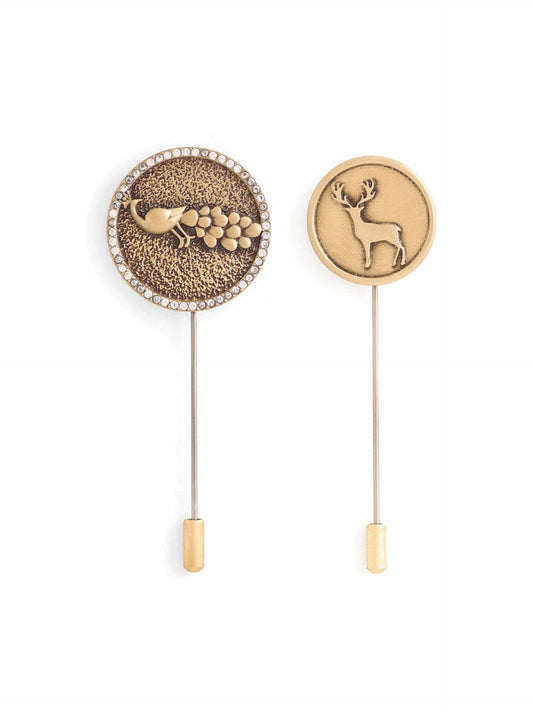 Peacock &amp; Stag Lapel Pin Duo Gift Set