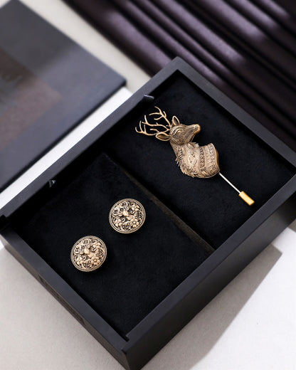 Stag Heritage Lapel Pin & Cufflinks Gift Set