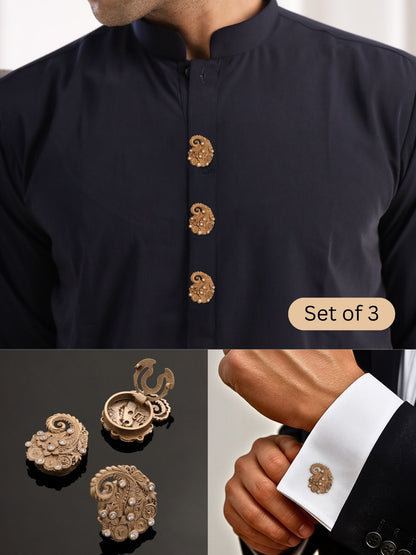 Floral Paisley Crest Button Cover