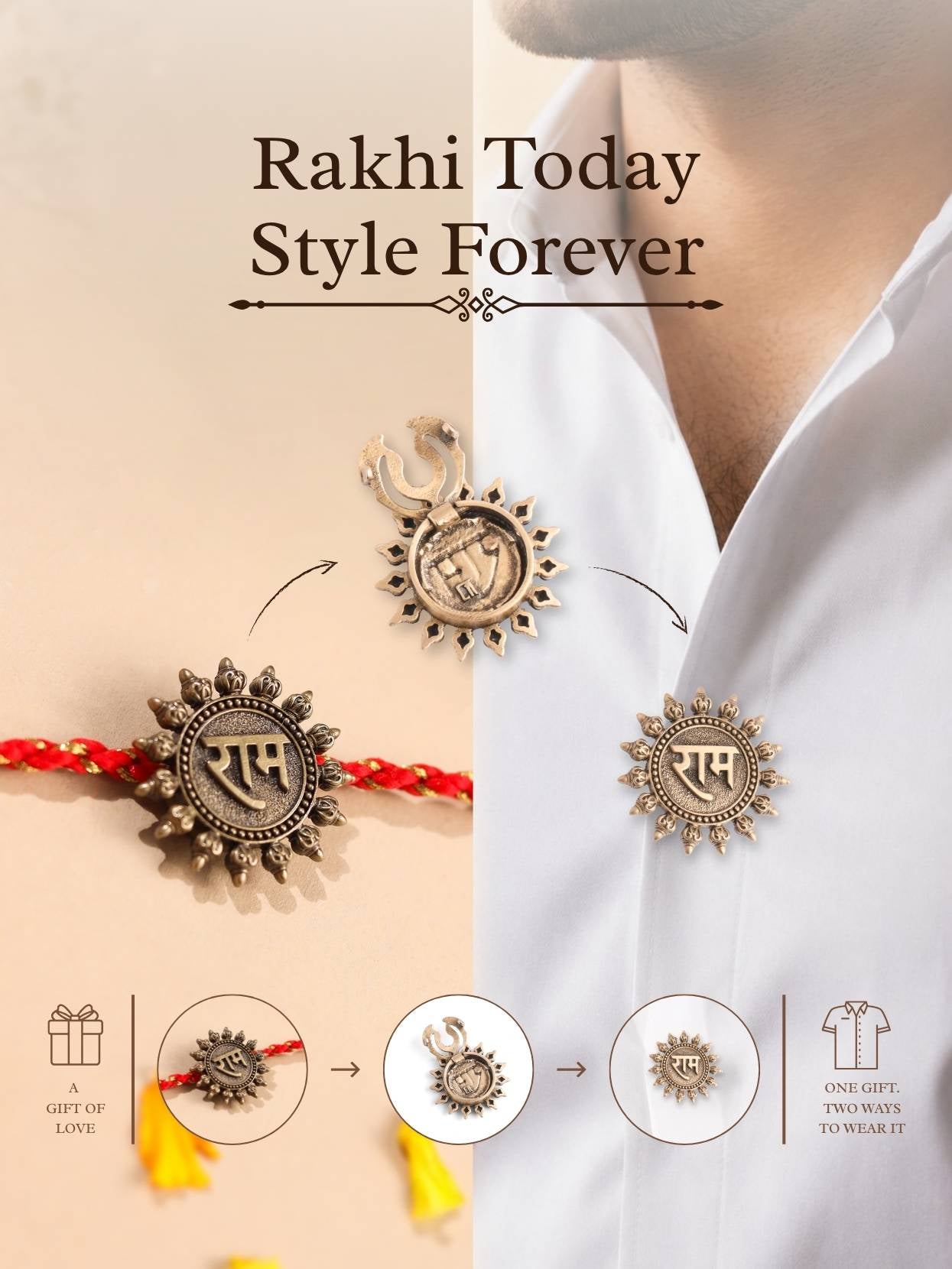 Ram Dhanush Convertible Rakhi Button Cover