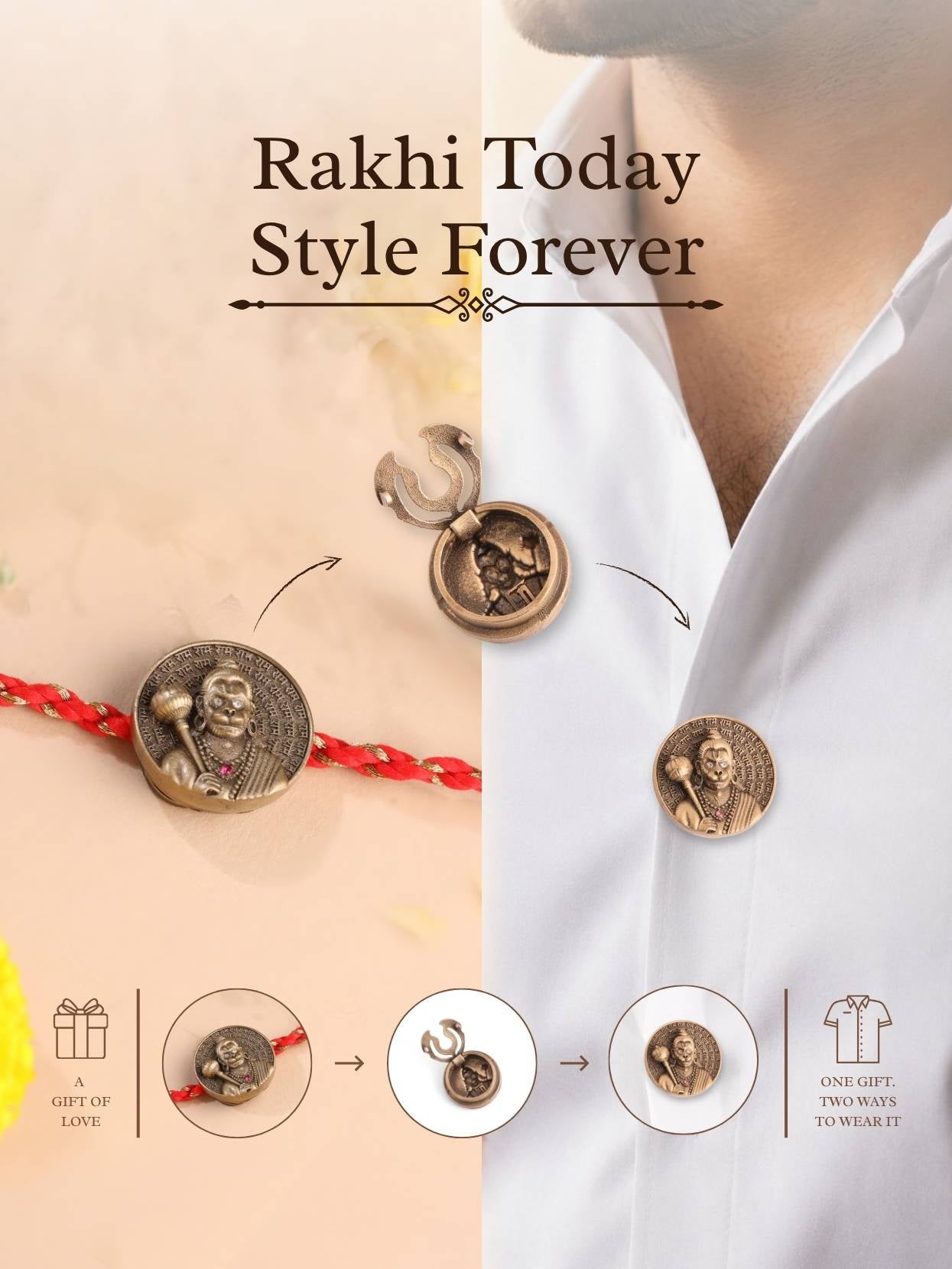 Ram Bhakt Blessings Convertible Rakhi Button Cover