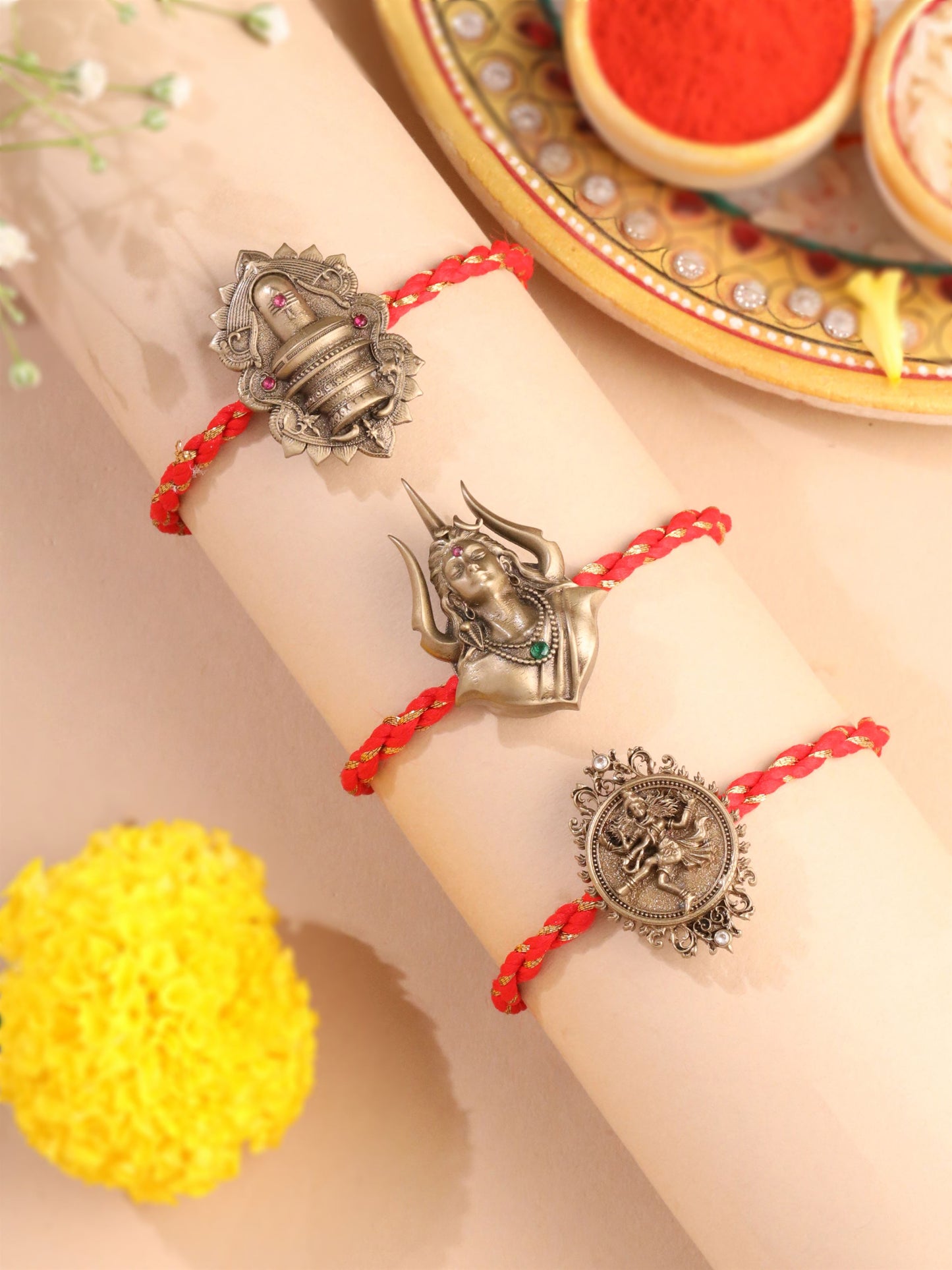 Mahadev Cosmic Trio Multipurpose Rakhi Button Cover