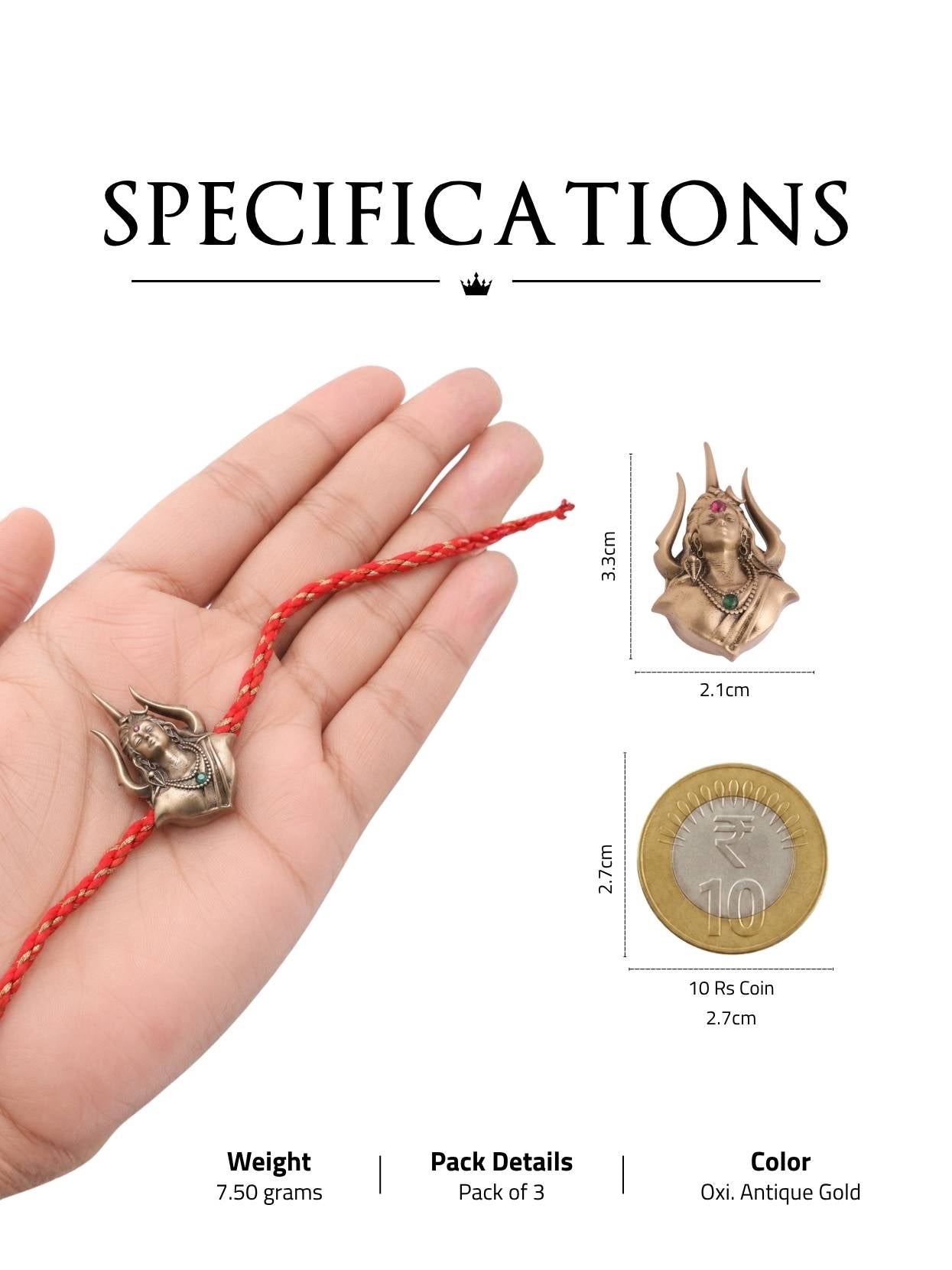 Mahadev Cosmic Trio Convertible Rakhi Button Cover