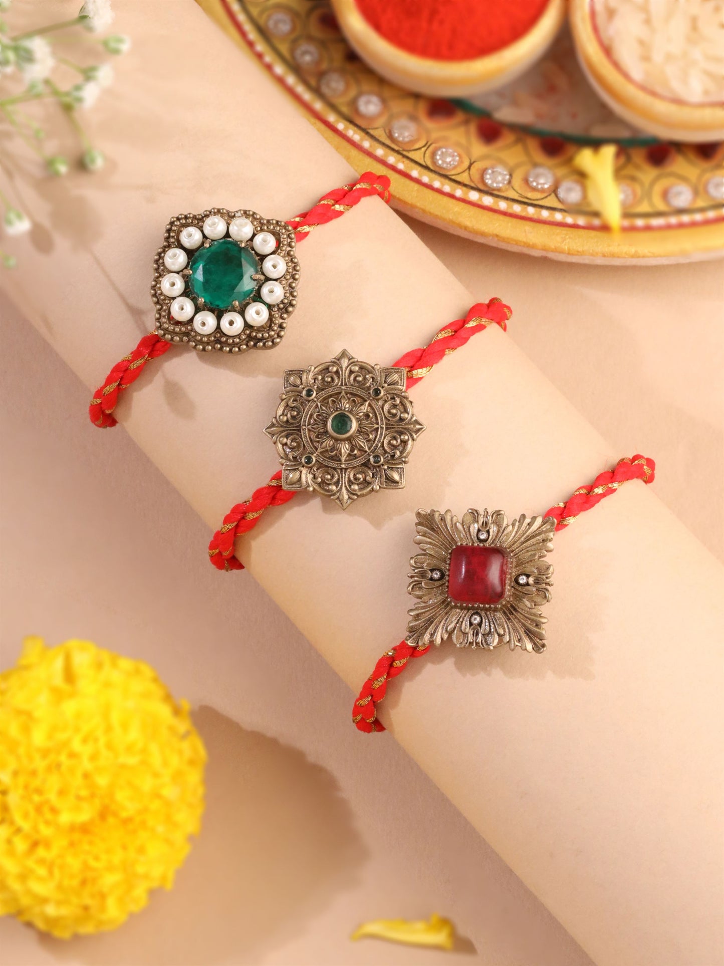 The Royal Trio Multipurpose Rakhi Button Cover