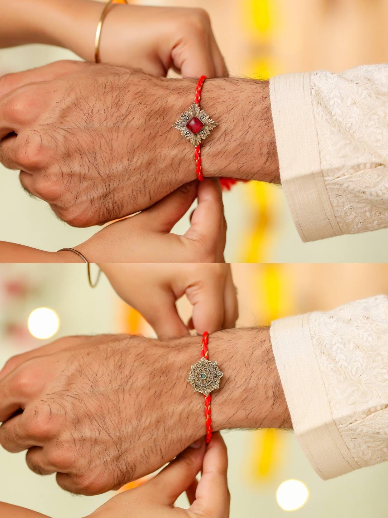 The Royal Trio Convertible Rakhi Button Cover