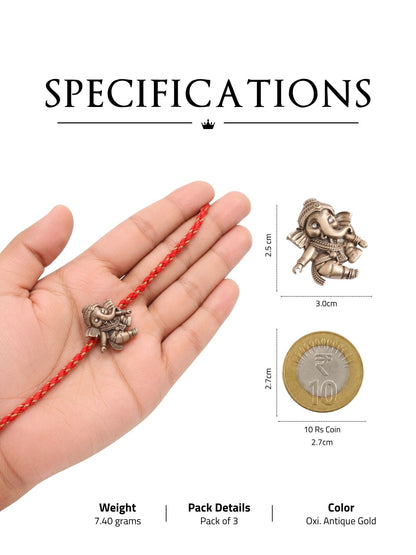 Lord Krishna, Shiva & Ganesha Antique Premium Designer Rakhi Button Cover – Pack of 3