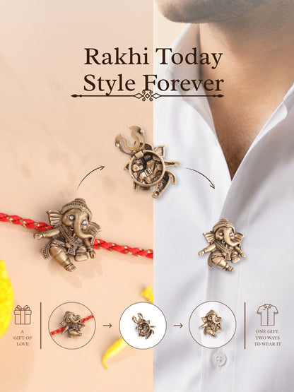 Lord Krishna, Shiva & Ganesha Antique Premium Designer Rakhi Button Cover – Pack of 3