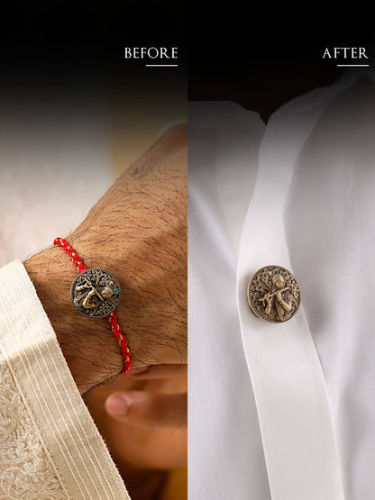 Lord Krishna, Shiva, Ganesha, Trishul & Shankh Premium Rakhi Button Cover – Pack of 5