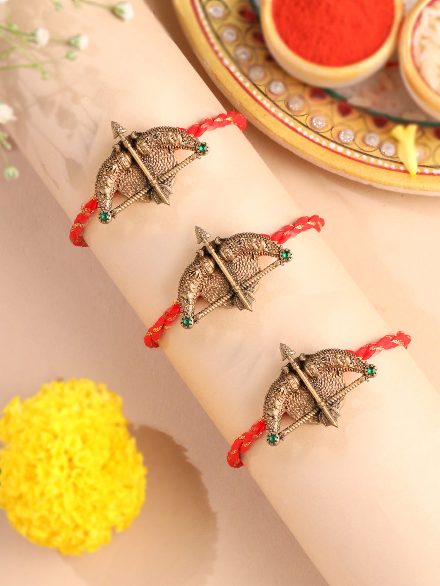Divine Dhanush Convertible Rakhi Button Cover – Pack of 3