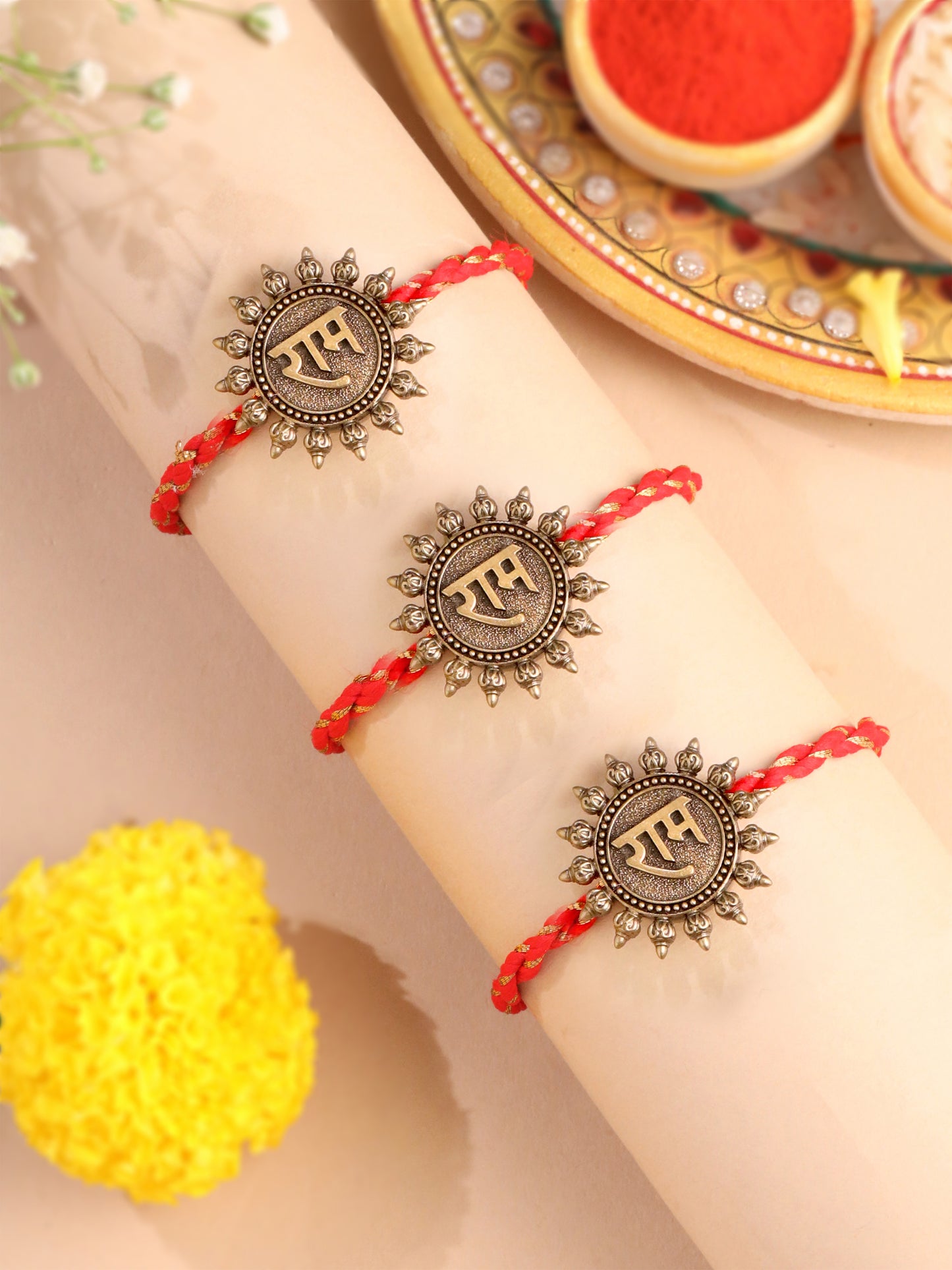 Shri Ram Premium Convertible Rakhi Button Cover - Pack of 3