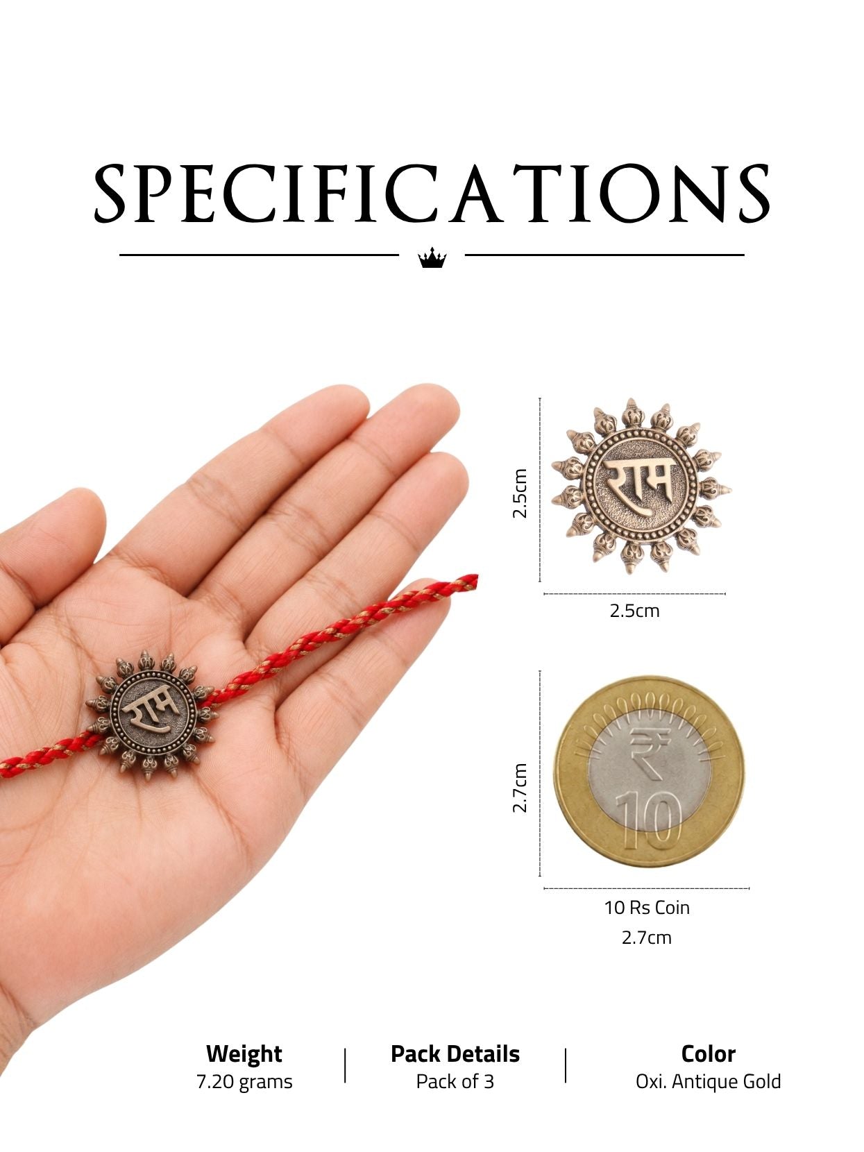 Shri Ram Premium Convertible Rakhi Button Cover - Pack of 3