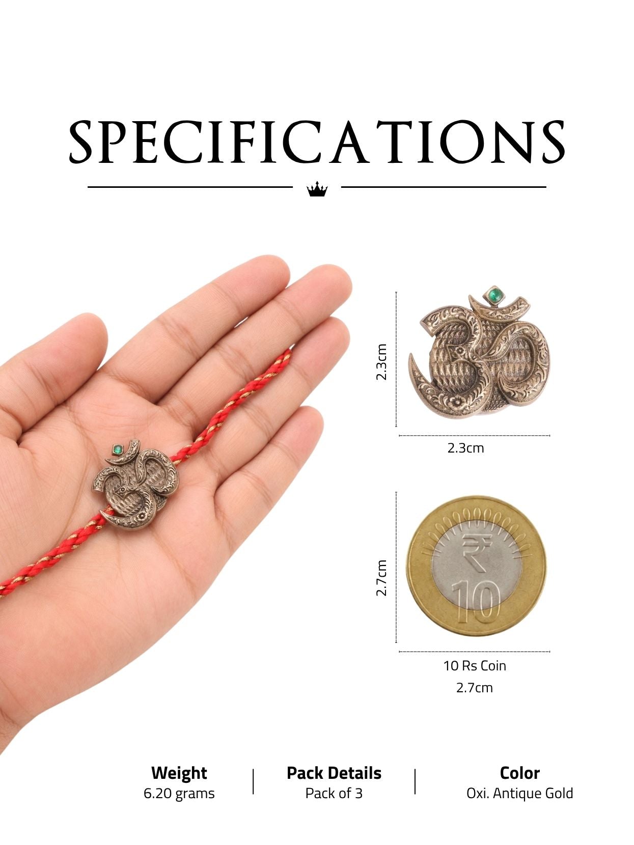 Om Divine Premium Convertible Rakhi Button Cover - Pack of 3