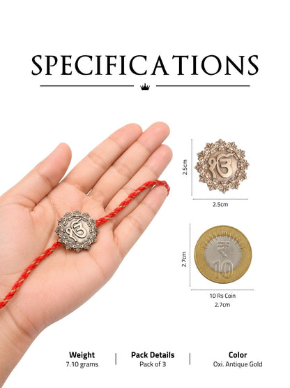 IK Onkar Motif Premium Convertible Rakhi Button Cover - Pack of 3