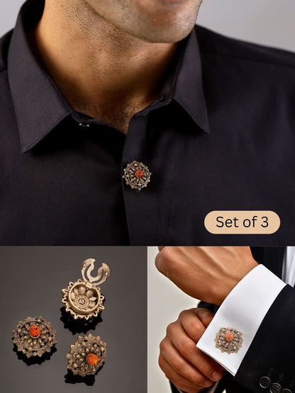 Sacred Rudraksha Floral Button Cover