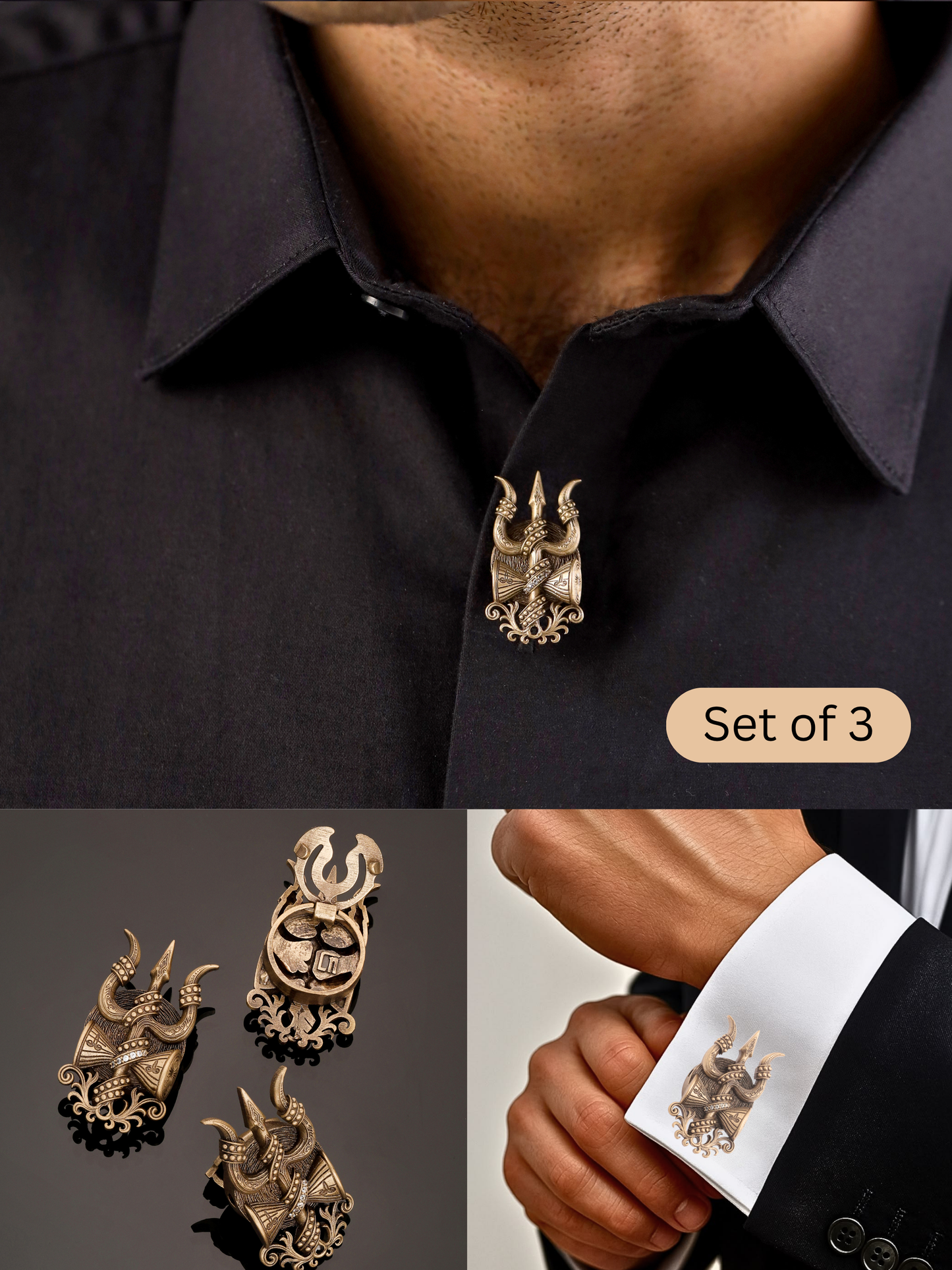 Powerful Trishul Naag Button Cover
