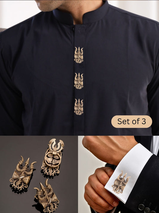 Powerful Trishul Naag Button Cover