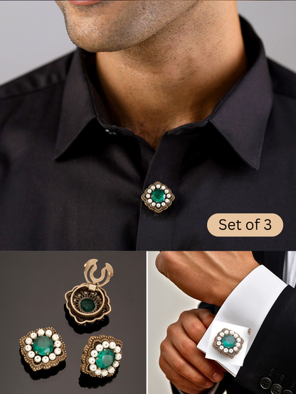 Regal Emerald Pearl Button Cover