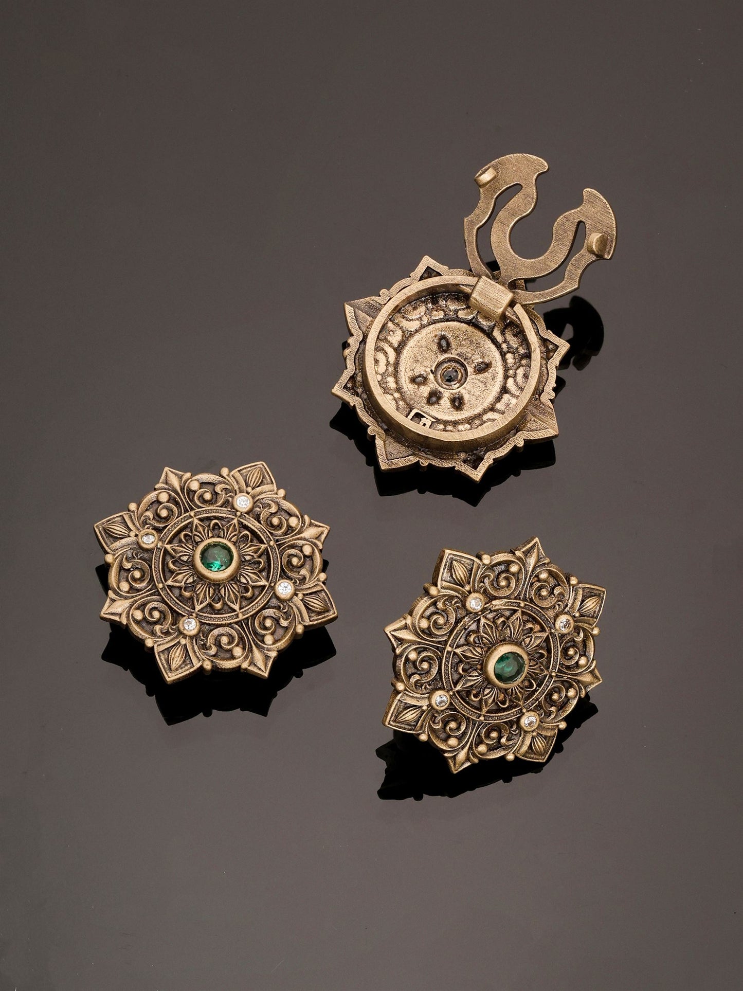 Royal Emerald Floral Button Cover