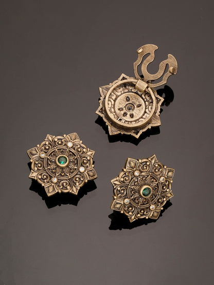 Royal Emerald Floral Button Cover