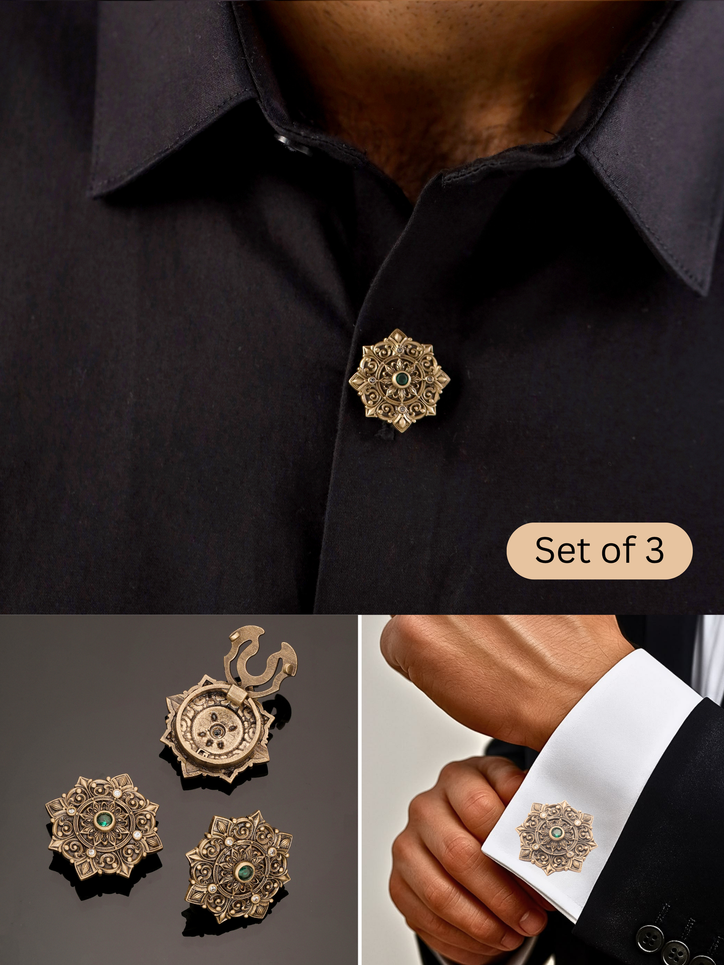 Royal Emerald Floral Button Cover