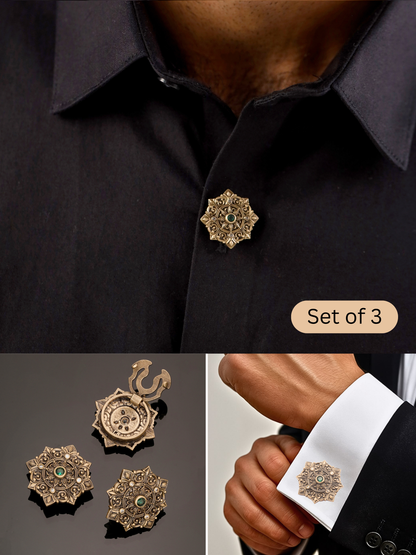 Royal Emerald Floral Button Cover