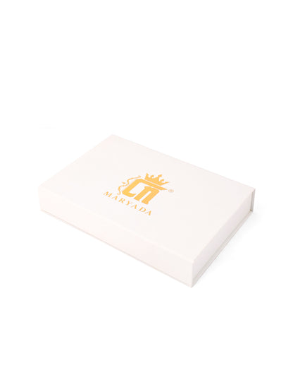 Divine Dhanush gift set - antique gold gift set for men with divine dhanush motif, profile view