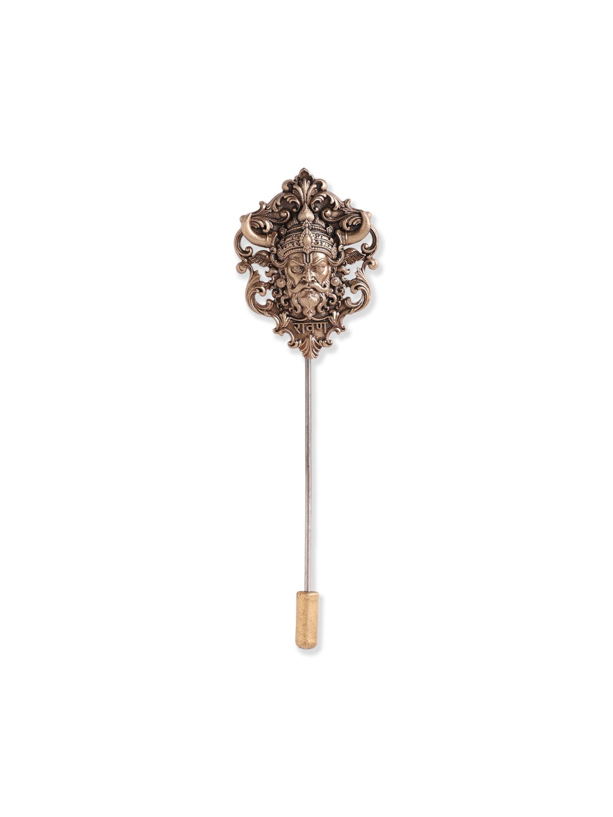 Ravana Shiv Bhakti gift set - antique gold gift set for men with ravana shiv bhakti motif, three-quarter view