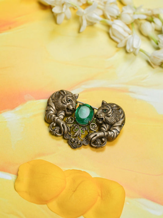 Twin Tiger Brooch