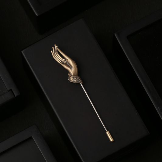 Blessing Hand Antique Gold Lapel Pin for Men