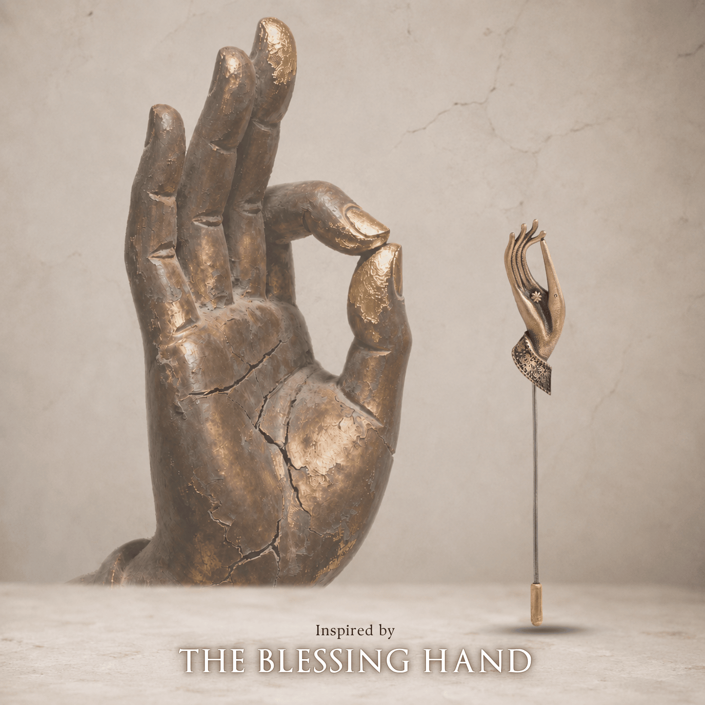 Blessing Hand Antique Gold Lapel Pin for Men