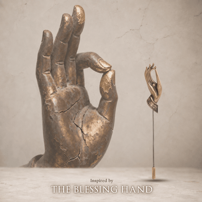 Blessing Hand Antique Gold Lapel Pin for Men