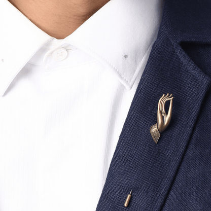 Blessing Hand Antique Gold Lapel Pin for Men