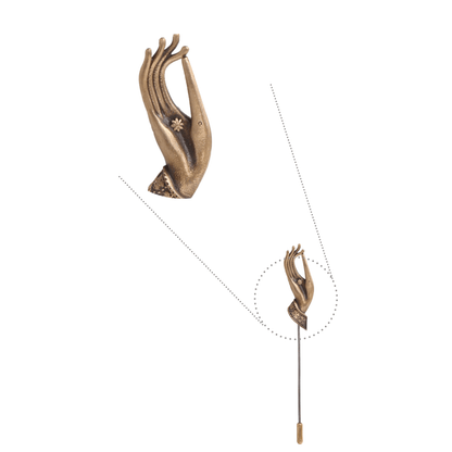 Blessing Hand Antique Gold Lapel Pin for Men