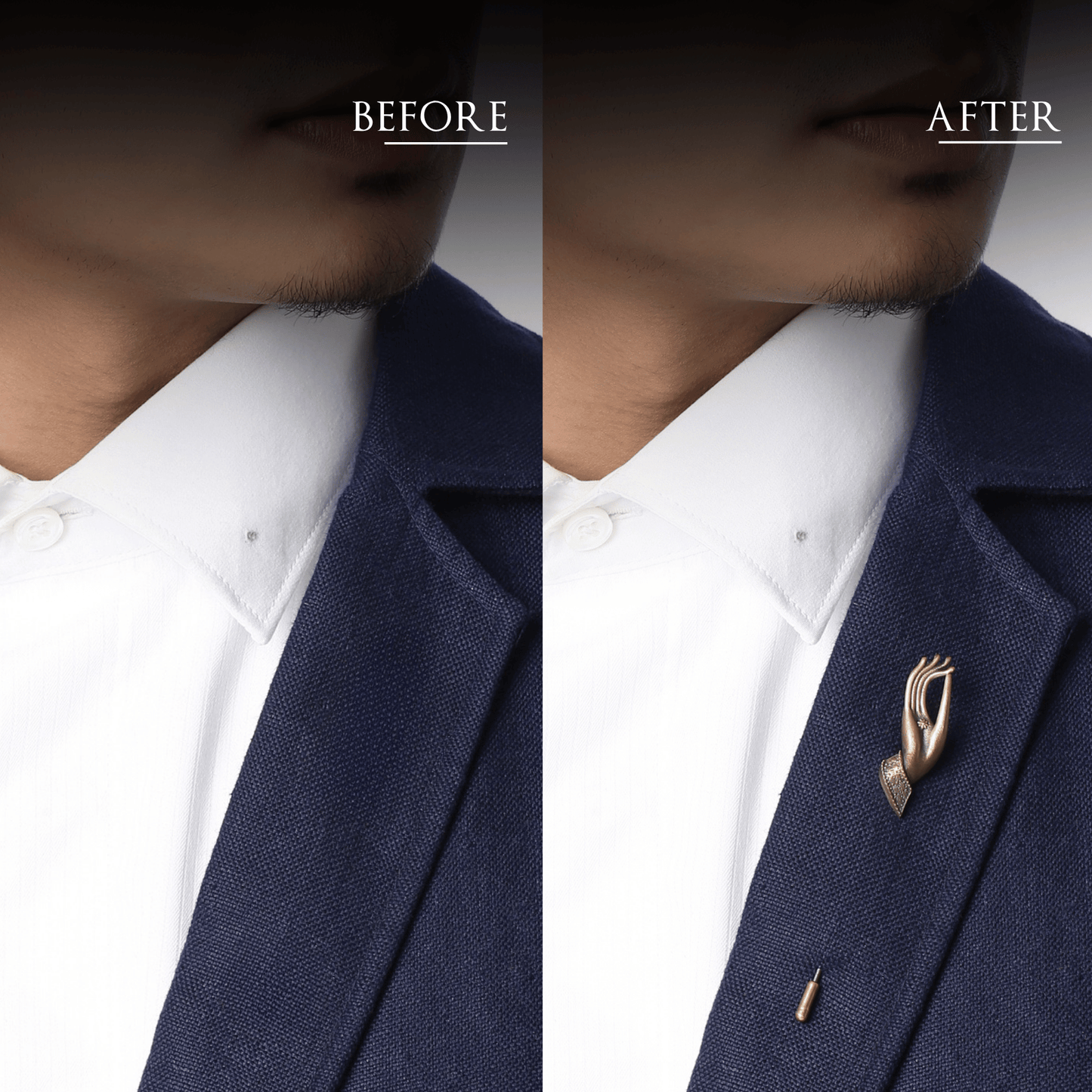 Blessing Hand Antique Gold Lapel Pin for Men