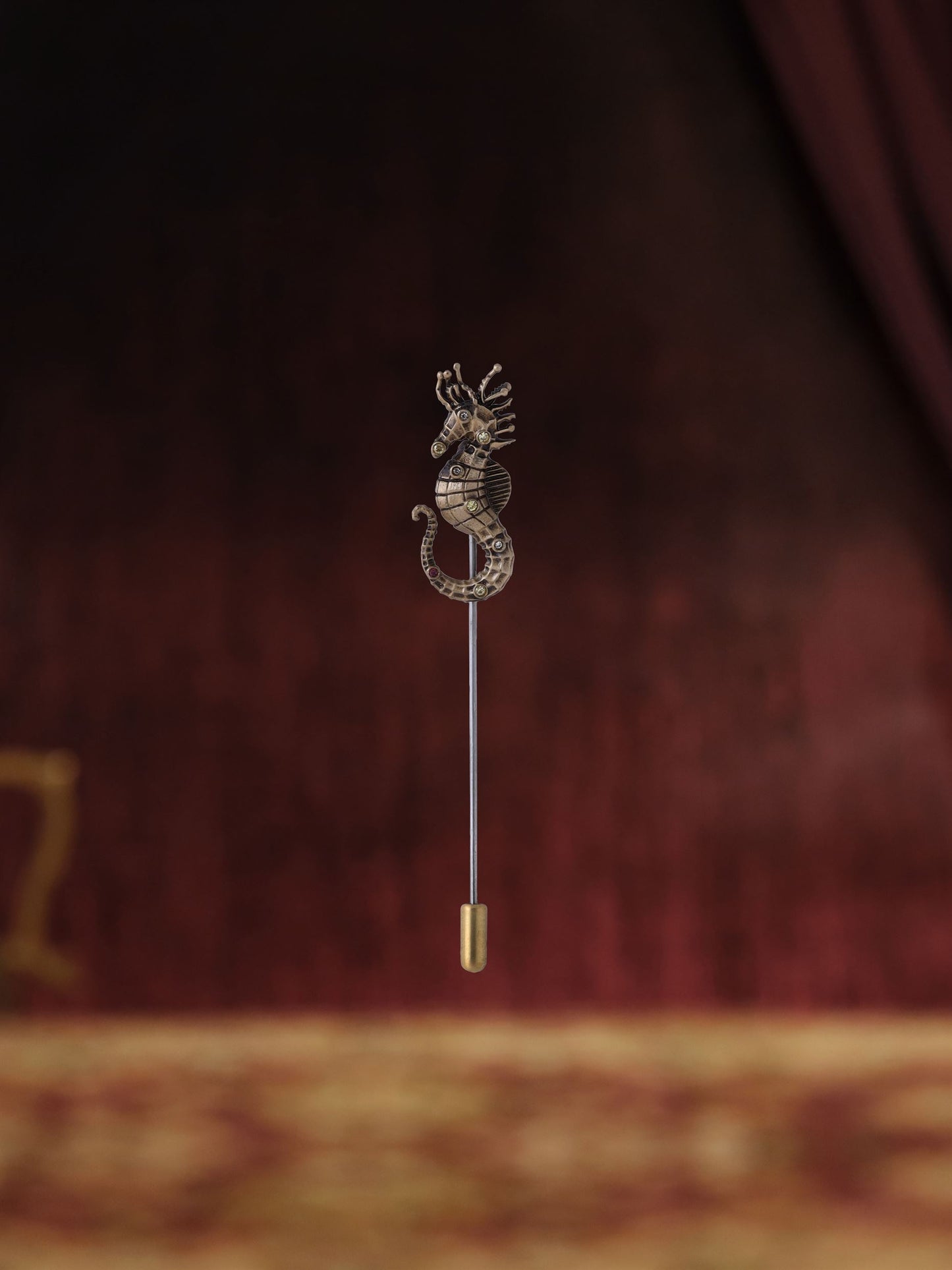 Crowned Sea Horse Lapel Pin