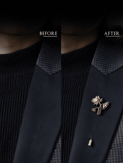 Lotus Flower Antique Gold Lapel Pin for Men