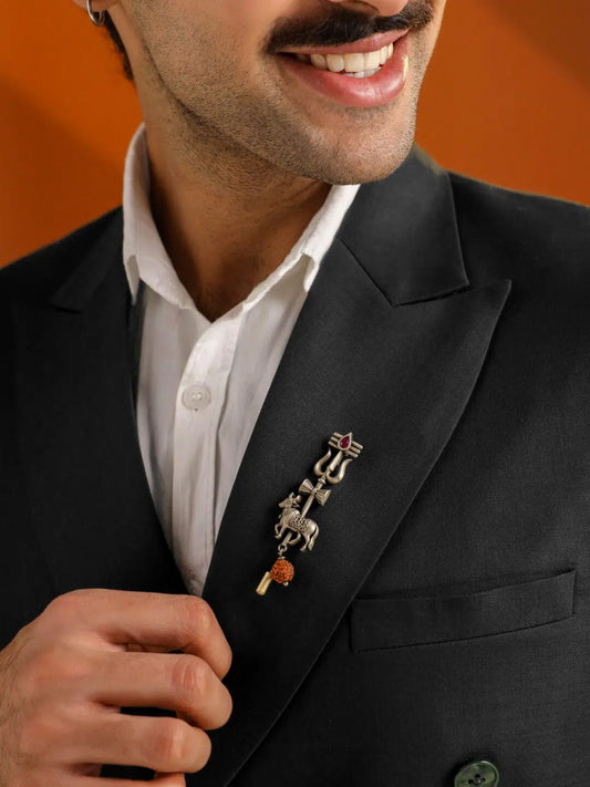 Sacred Trishul Nandi Lapel Pin